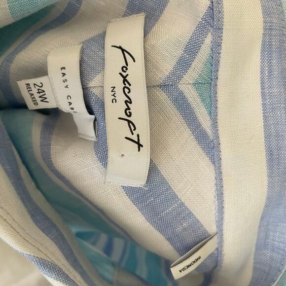 Foxcroft Women Button zip Pastel Blouse Long Size 24W relaxed fit - Picture 7 of 10